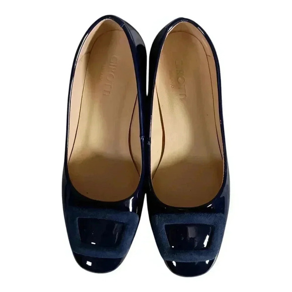 Girotti Classic Heeled Shoes Slip On Navy Blue Leather Handmade 35/US 4 - 5 - Picture 4 of 10
